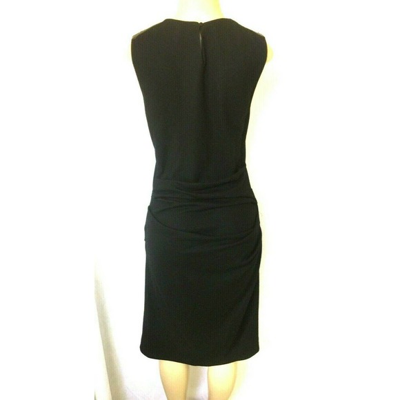 Halston Heritage Sheath Dress Leather Cutout Wool - Picture 3 of 9